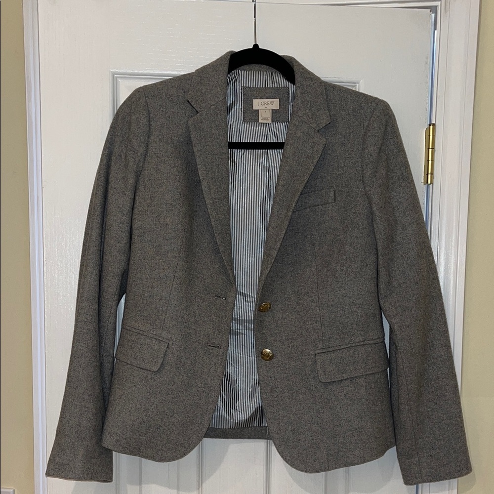 J. Crew Charcoal Blazer with Brass Buttons
